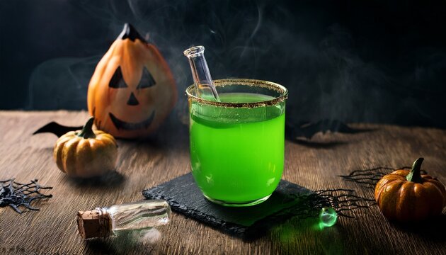 a spooky halloween elixir a green potion drink for a halloween party