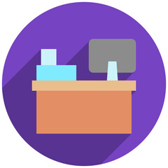 Cashier rounded flat color, mini illustration icon. use for modern concept, print, UI, UX kit, web and app development. Vector related to commerce, retail, marketing and shopping.