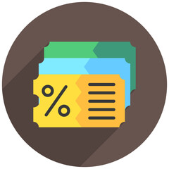 Coupon Code rounded flat color, mini illustration icon. use for modern concept, print, UI, UX kit, web and app development. Vector related to commerce, retail, marketing and shopping.