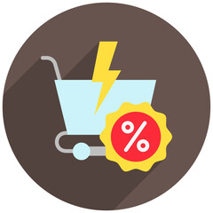 Flash Sale rounded flat color, mini illustration icon. use for modern concept, print, UI, UX kit, web and app development. Vector related to commerce, retail, marketing and shopping.
