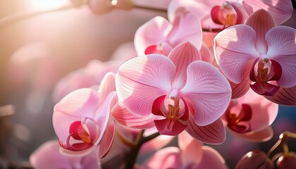 exquisite pink orchid blossoms a celebration of floral beauty and delicate petals in the soft natural light of a sunny day