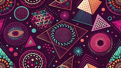 Colorful abstract background with different geometric patterns