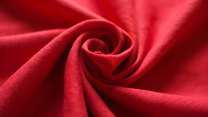 Macro shot of red fabric spiral with detailed texture