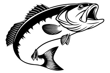 Bass fish man sihouette black vector