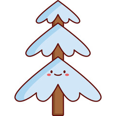 Flat Design Winter Pine Tree