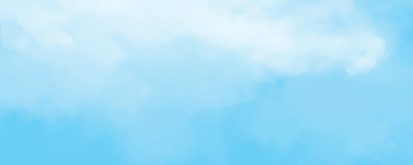 Abstract Watercolor shades blurry and defocused Cloudy Blue Sky Background, blurred and grainy Blue powder explosion on white background, Classic hand painted Blue watercolor background for design.
