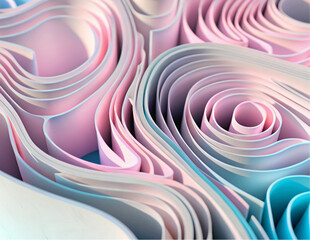 3D Abstract Illustration of Twisted Colorful Shapes

