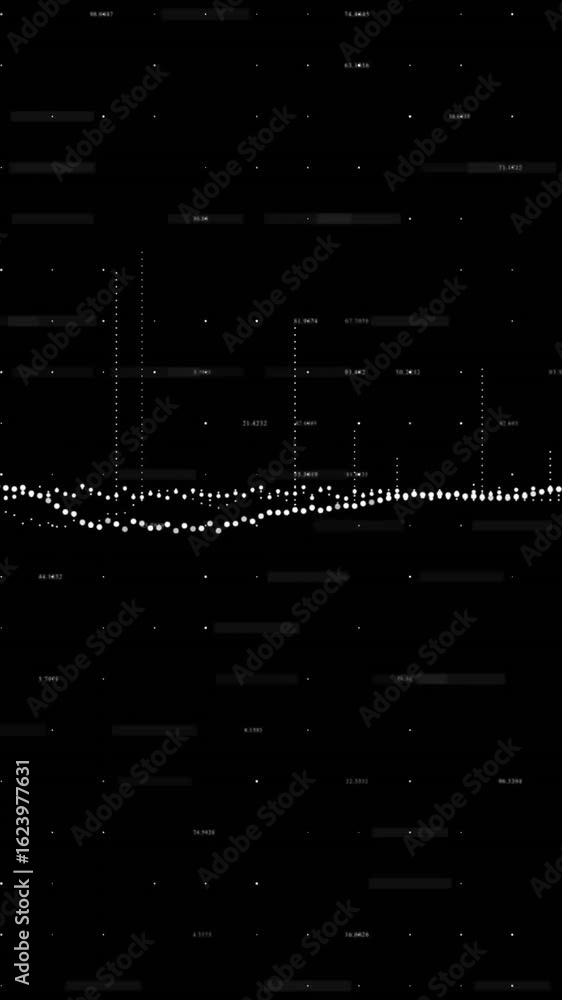 Aufkleber animation of diagram over data processing on black background