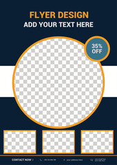 Modern Product Promotion Flyer Template – Dark Blue & Orange Design with 35% Off Badge