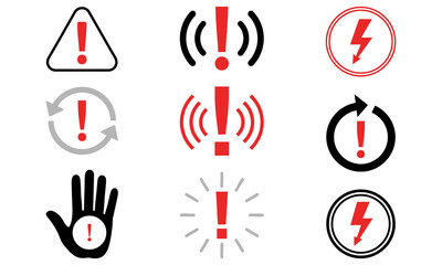 Alert icon set. danger and warning icon set. alert icon, alertness, danger, safety.