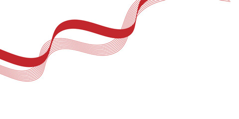 Abstract red waveform ribbon and line on white background.Vector graphic illustration.