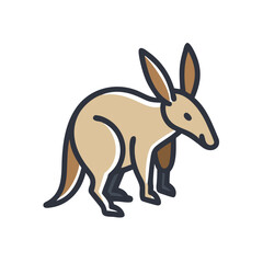 Minimalist Aardvark Illustration: African Animal Icon, Isolated on Black Background