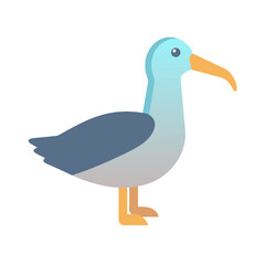 Simple Illustration of a Seagull on a Black Background, Flat Design