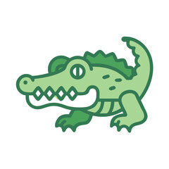 Cartoon Alligator Illustration - Green Reptile with Black Background - Cute Animal
