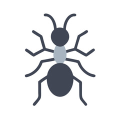 Minimalist Vector Illustration of an Ant on a Black Background