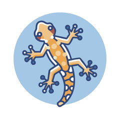 Stylized Cartoon Gecko Illustration on Blue Background