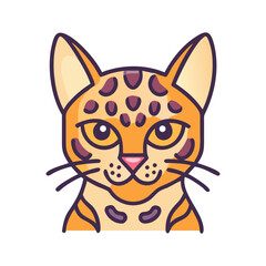 Cartoon Bengal Cat Illustration with Spots, Cute Feline Pet Portrait
