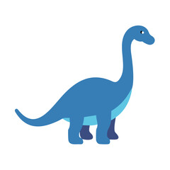 Blue Brontosaurus Dinosaur Cartoon Illustration Isolated on Black Background