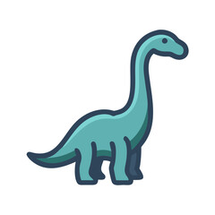 Cute Cartoon Brachiosaurus Dinosaur Illustration on Black Background