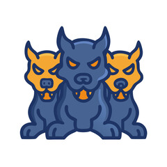 Three-Headed Dog Vector Illustration: Cerberus Mythological Creature with Modern Design