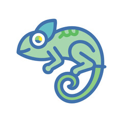 Stylized Chameleon Illustration on Black Background for Wildlife and Reptile Themes