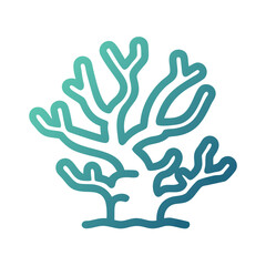 Gradient Coral Illustration: Minimalist Underwater Sea Life Icon on Black Background