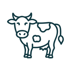 Minimalist Cow Line Art Illustration on Black Background for Creative Projects