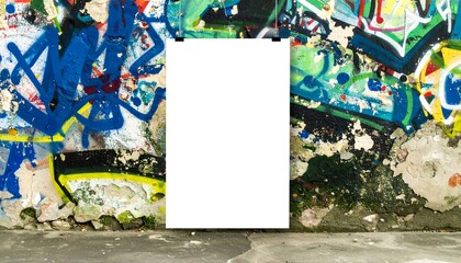 Naklejka premium Blank poster on a graffiti wall