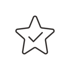 A line art icon of a checkmark inside a star shape, representing a favorite, premium, or highly-rated verified item.