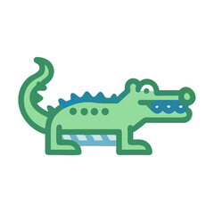 Naklejka premium Cartoon Green Alligator Icon Illustration on Black Background