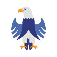 Fototapeta premium Stylized Eagle Icon with Blue Wings on Black Background Illustration
