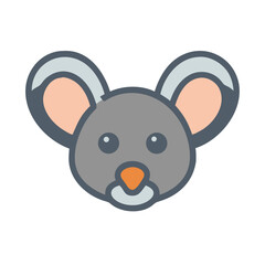 Fototapeta premium Cute Cartoon Mouse Head Vector Icon Illustration on Black Background