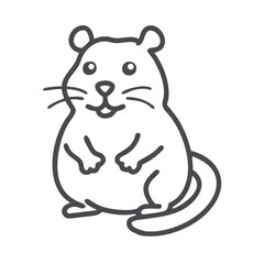 Cute Hamster Line Art on Black Background: Simple, Minimalist Design