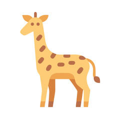 Cute Cartoon Giraffe Standing Tall on Black Background, Vector Illustration