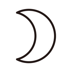 シンプルな三日月のイラスト（線）