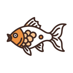 Elegant Cartoon Goldfish Illustration on Black Background for Children's Design