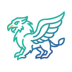 Gradient Griffin Illustration: Mythical Creature, Fantasy Art, Line Art on Black