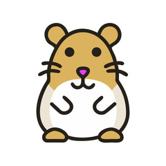 Cute Hamster Illustration on Black Background, Pet Animal Vector Icon