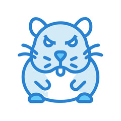 Cartoon Hamster with Angry Eyes Illustration on Black Background