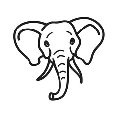 Elephant Head Line Art Illustration on Black Background - Simple, Minimalist Design