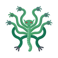 Hydra Illustration: Multi-Headed Serpent Design on Black Background