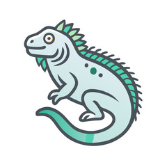 Cartoon Iguana Vector Illustration: Reptile Character Design with a Teal Color Palette