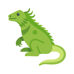 Green Iguana Cartoon Illustration: Reptile Vector Design on Black Background