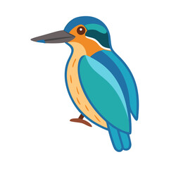 Colorful Vector Illustration of a Kingfisher Bird on Black Background