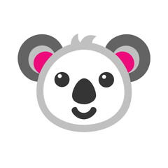 Cartoon Koala Face Illustration on Black Background - Cute and Minimalistic Design