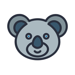Cute Koala Bear Face Icon - Australian Wildlife Cartoon Illustration