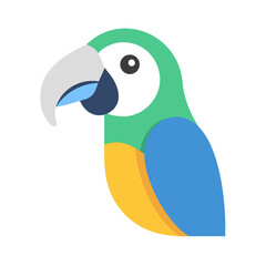 Minimalist Parrot Illustration: Tropical Bird Icon with Vibrant Colors on Black