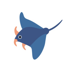 Cute Cartoon Manta Ray Illustration on Black Background for Children's Books