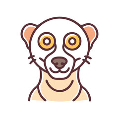 Cute Cartoon Lemur Illustration with Bold Outlines on Black Background