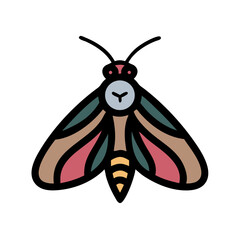 Colorful Geometric Moth Illustration on Black Background for Modern Design Projects